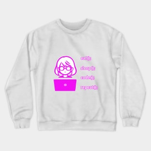 Girl Eat Sleep Code Repeat Crewneck Sweatshirt